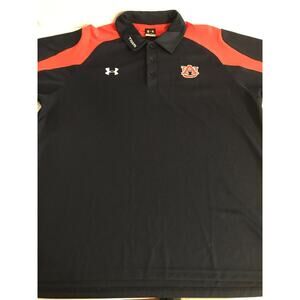 Auburn Tiger's Men's Polo Shirt Large Under Armour Orange Blue White Logo
